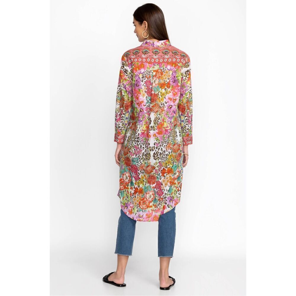 Johnny Was Multi-Color Floral & Leopard Print Button-Down Shirt - Picture 3 of 12
